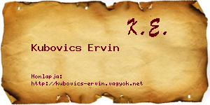 Kubovics Ervin névjegykártya