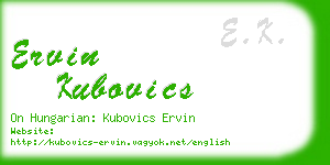 ervin kubovics business card